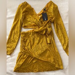 Fashion Nova yellow y Golden Textured Dress